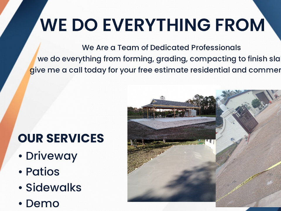 Chad Devoe Concrete (904)815-8681  Are you looking to upgrade your driveway, patio, or sidewalk call for a free estimate